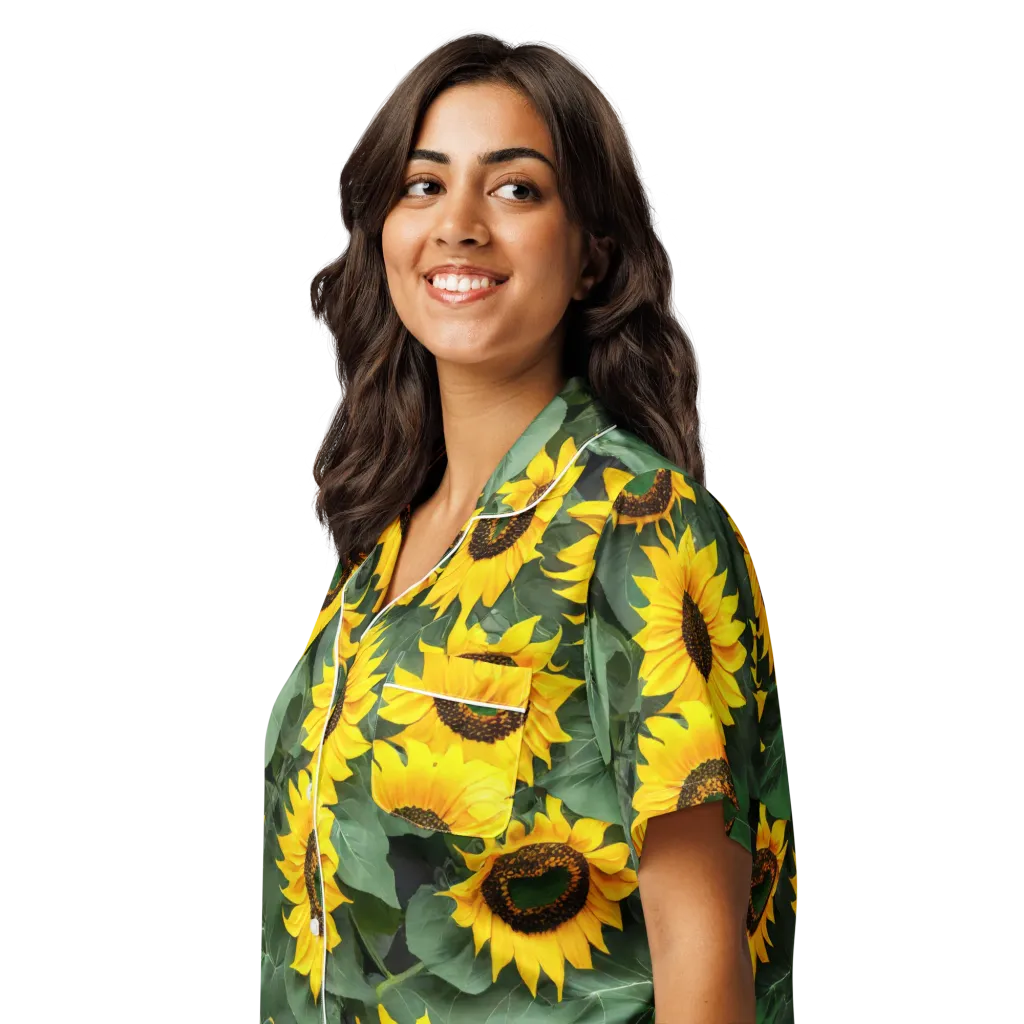 Sunlit Harvest on Women's Short Sleeve Pajama Top — Left Front