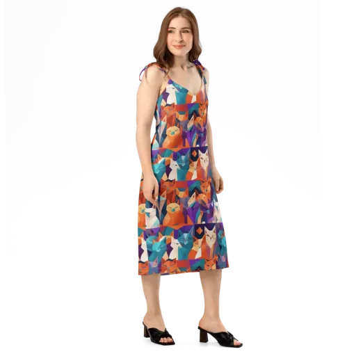 Prismatic Prowl on a Slip Dress