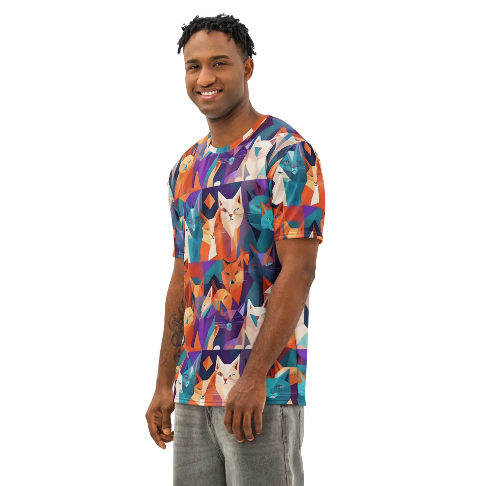 Prismatic Prowl on Men's Cotton Crew Neck T-Shirt — Left Front