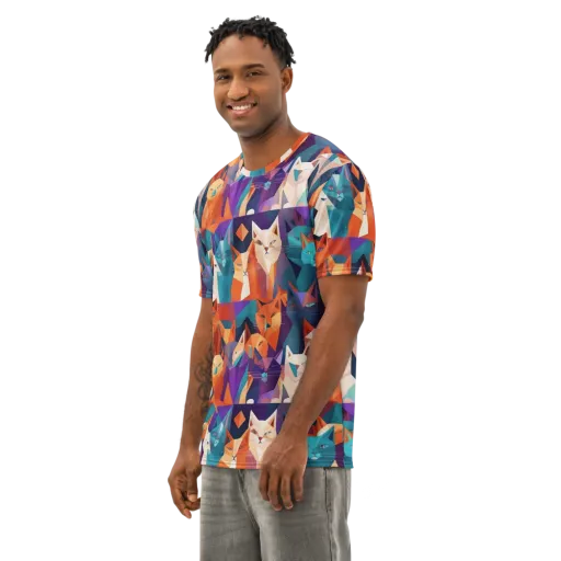 Prismatic Prowl on a Men's Cotton Crew Neck T-Shirt