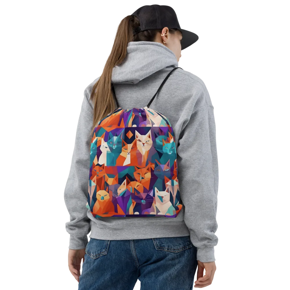 Prismatic Prowl on Drawstring Bag — Front