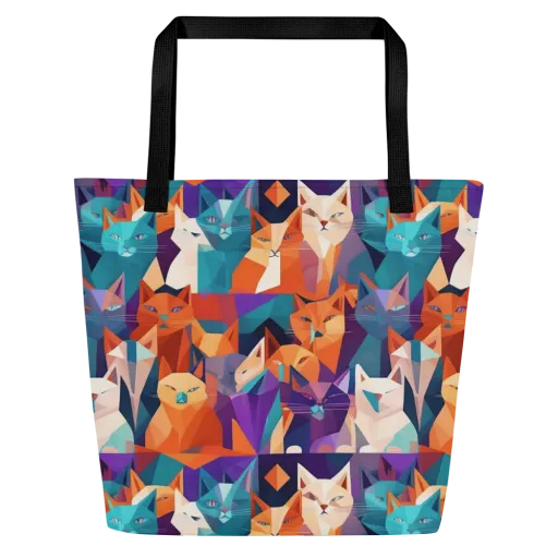 Prismatic Prowl on a Large Tote Bag W/ Pocket