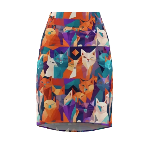 Prismatic Prowl on a Pencil Skirt