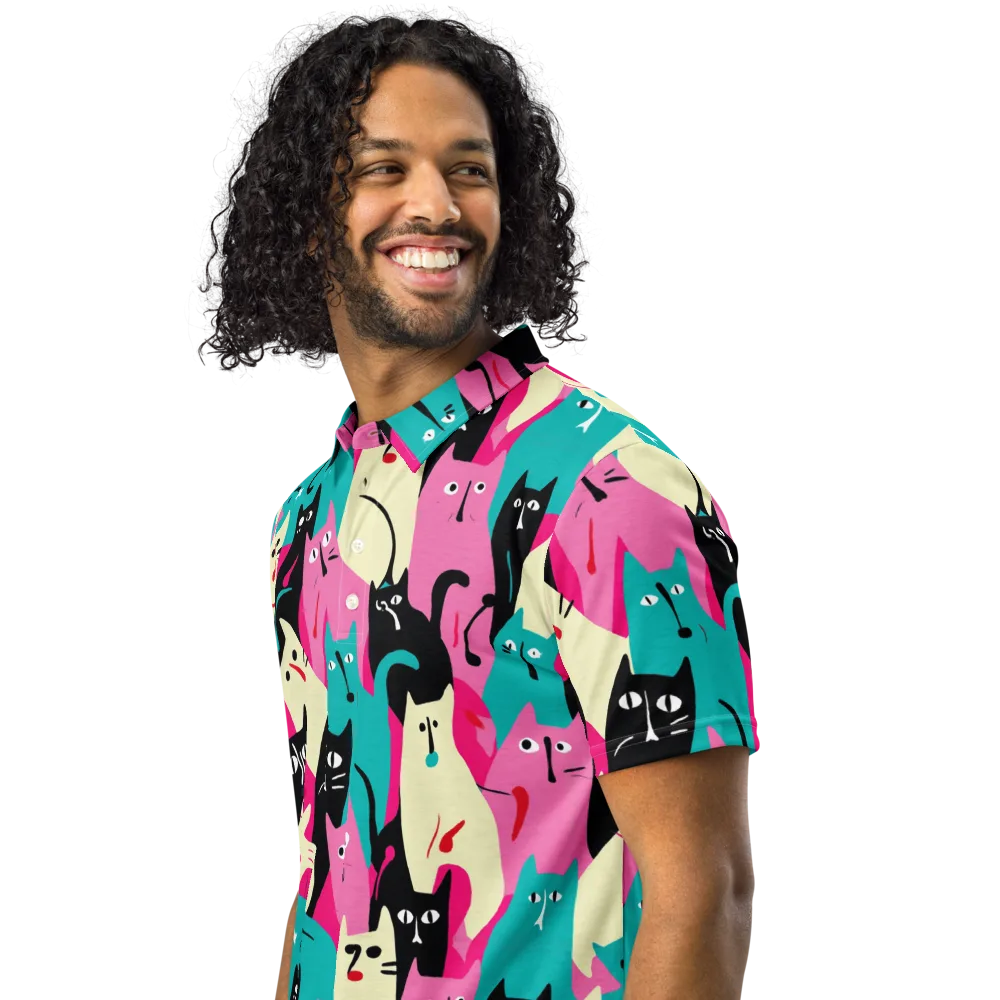Electric Alley Cats on Men's Slim Fit Polo Shirt — Left Front