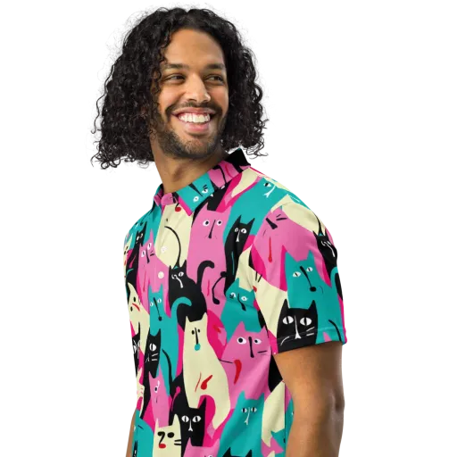 Electric Alley Cats on a Men's Slim Fit Polo Shirt