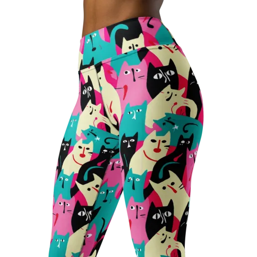 Electric Alley Cats on a Yoga Leggings