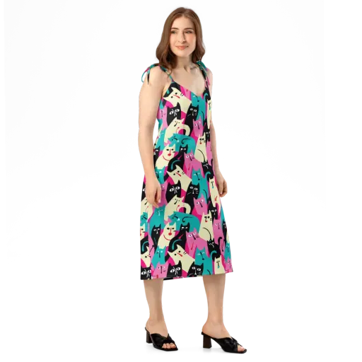 Electric Alley Cats on a Slip Dress