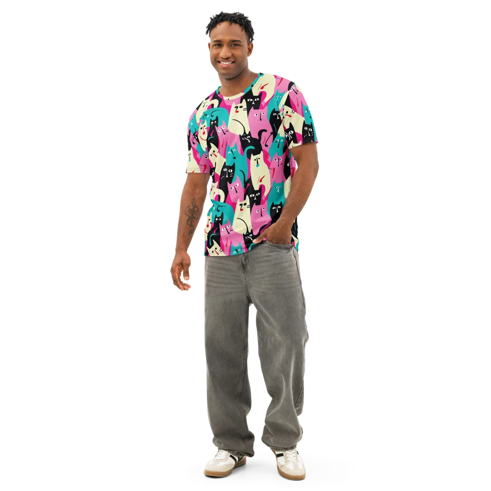 Electric Alley Cats on Men's Cotton Crew Neck T-Shirt — Front
