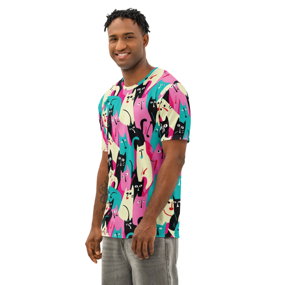 Electric Alley Cats on Men's Cotton Crew Neck T-Shirt — Left Front