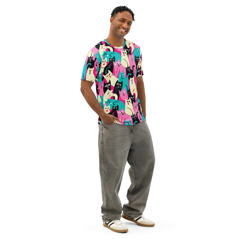 Electric Alley Cats on Men's Cotton Crew Neck T-Shirt — Right Front