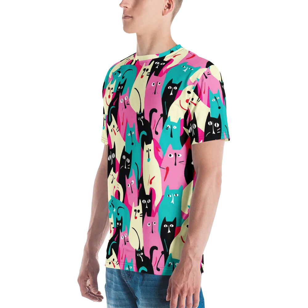 Electric Alley Cats on Men's Crew Neck T-Shirt — Left