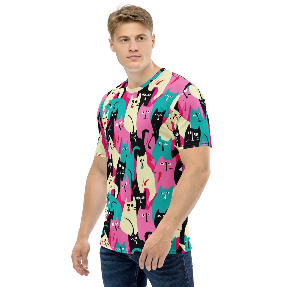 Electric Alley Cats on Men's Crew Neck T-Shirt — Left