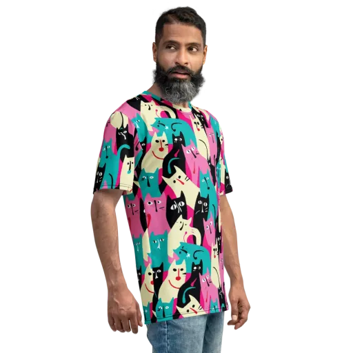 Electric Alley Cats on a Men's Crew Neck T-Shirt
