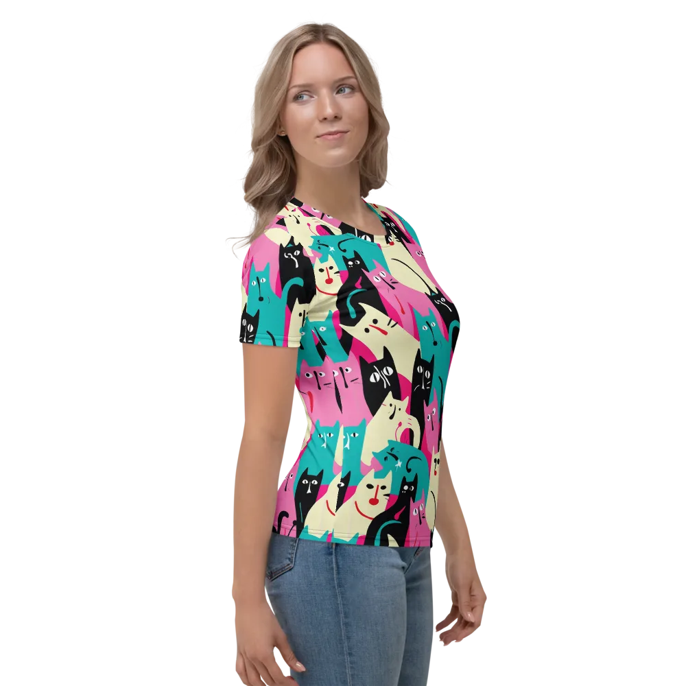 Electric Alley Cats on Women's Crew Neck T-Shirt — Right
