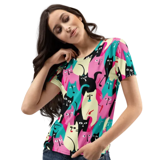 Electric Alley Cats on a Women's Crew Neck T-Shirt