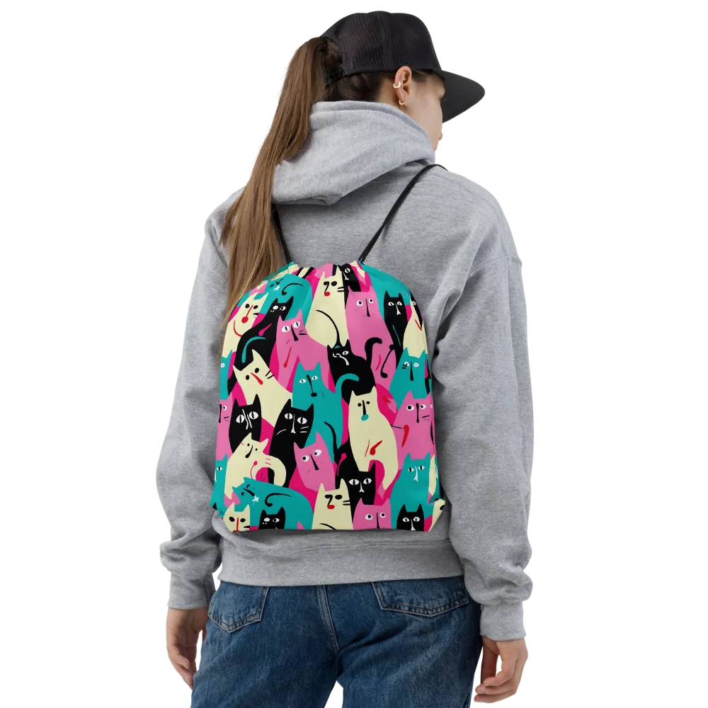 Electric Alley Cats on Drawstring Bag — Front