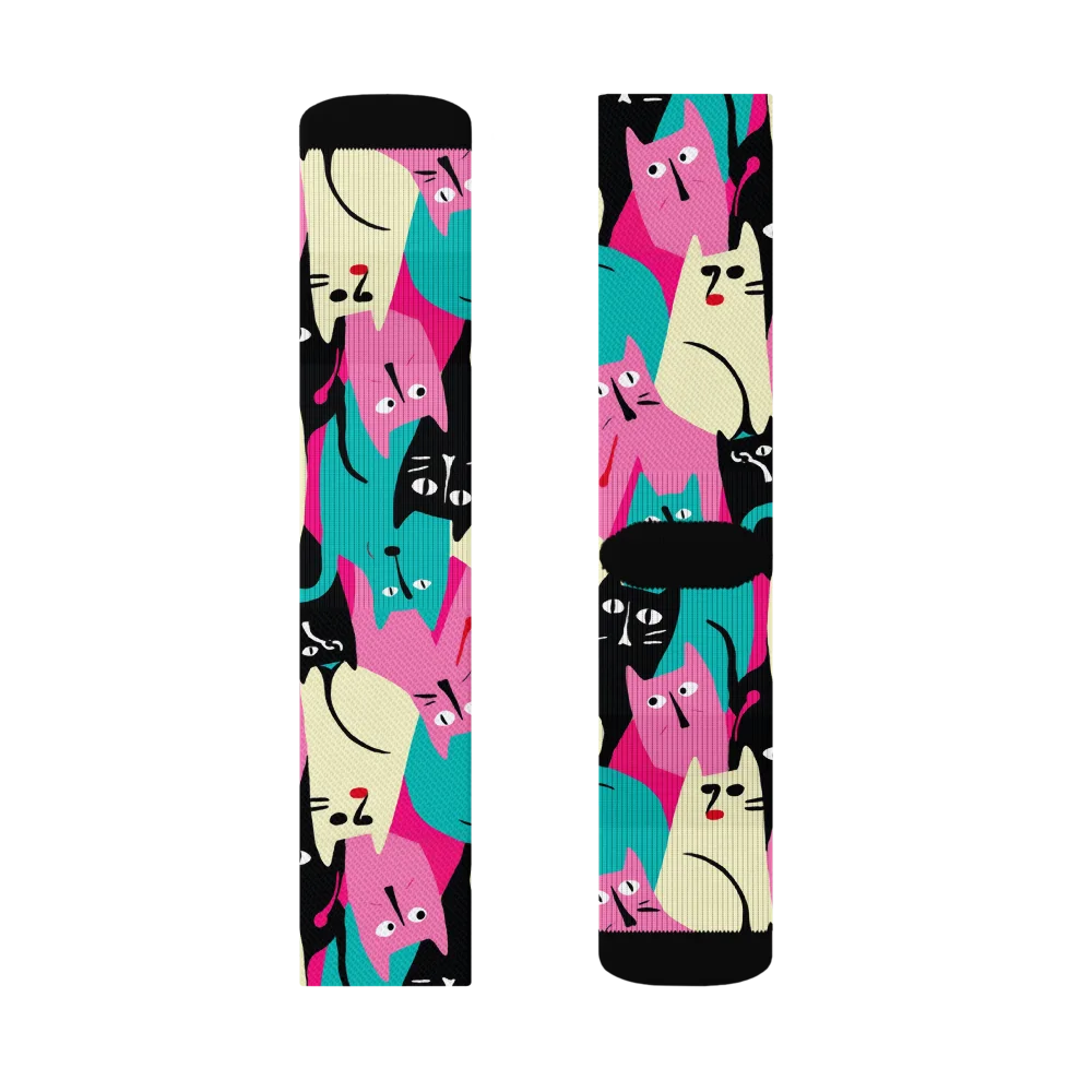 Electric Alley Cats on Socks — Right Sock
