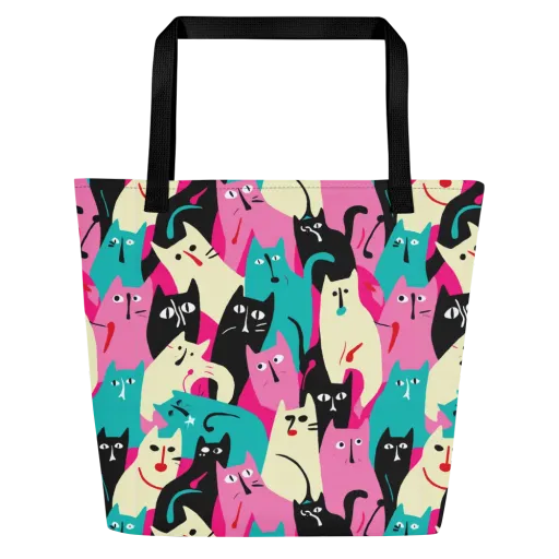 Electric Alley Cats on a Large Tote Bag W/ Pocket