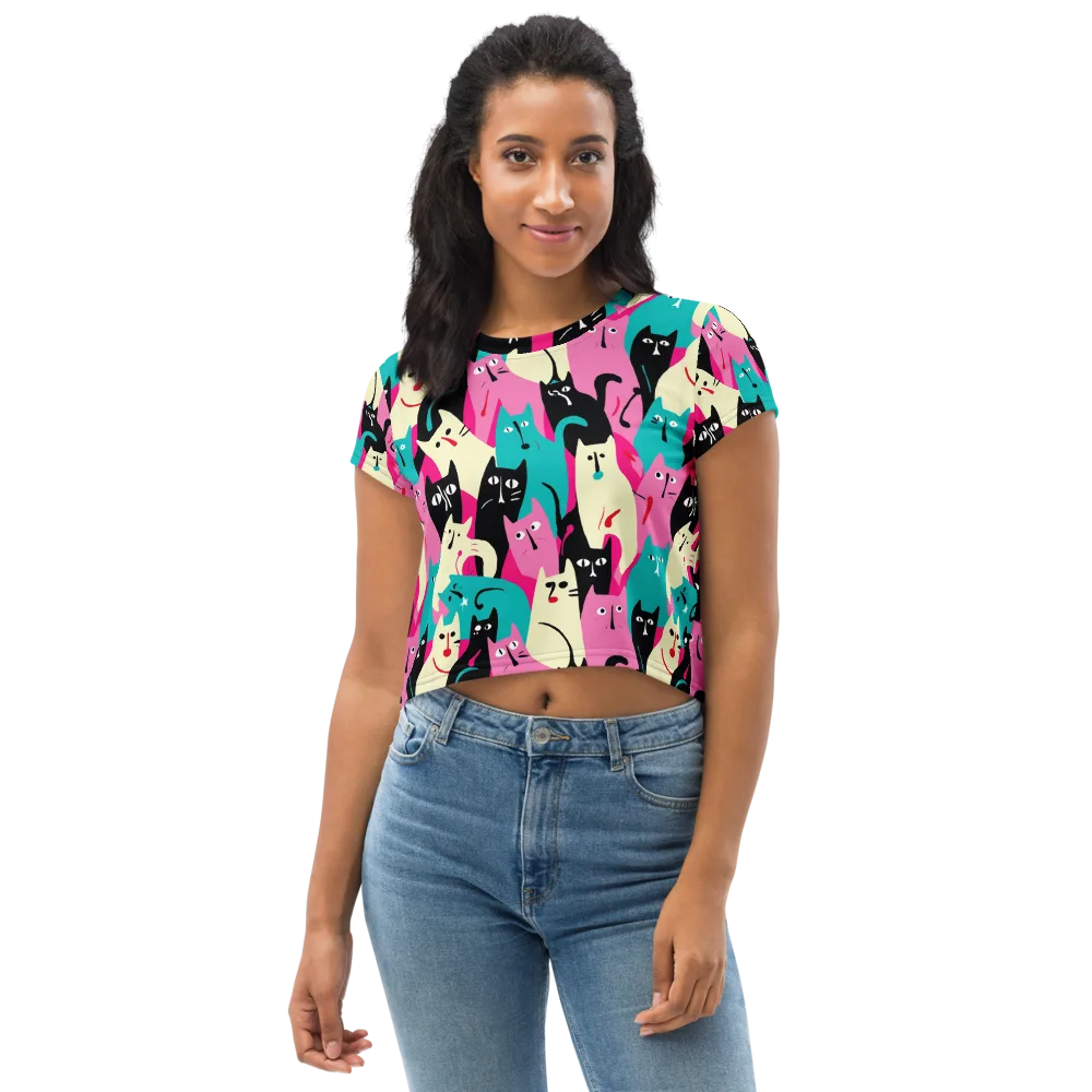Electric Alley Cats on Crop Tee — Front