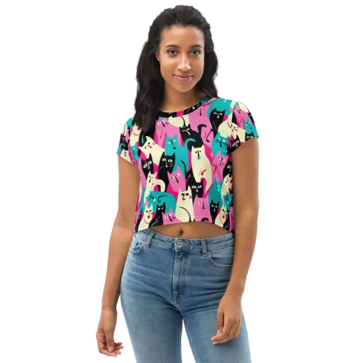 Electric Alley Cats on a Crop Tee
