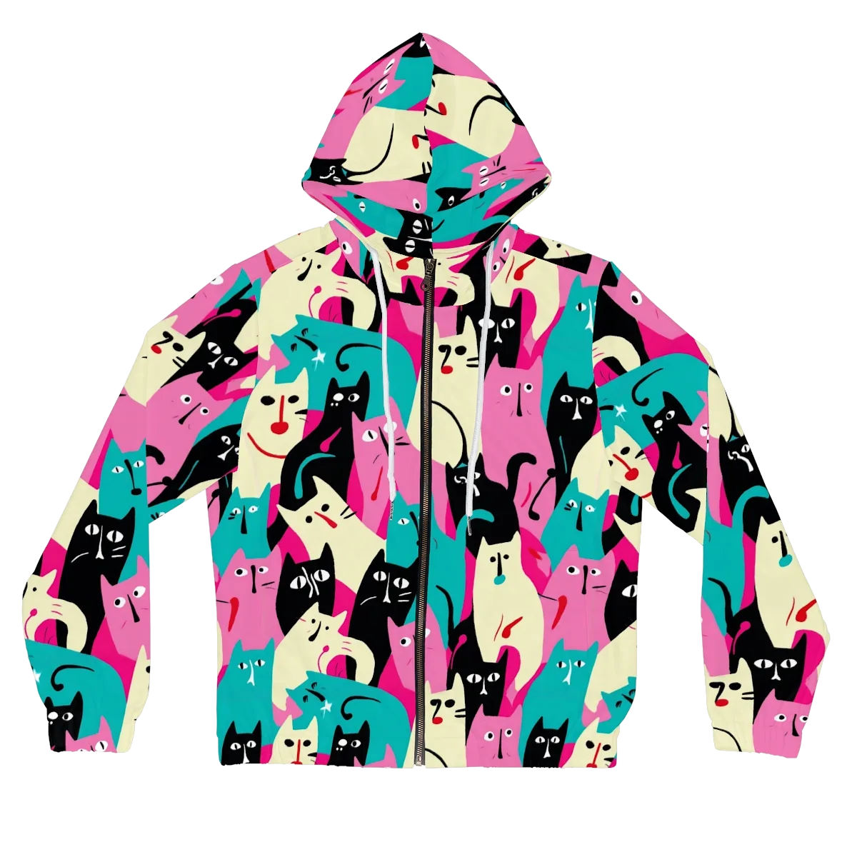 Electric Alley Cats on Women's Full-Zip Hoodie — Front