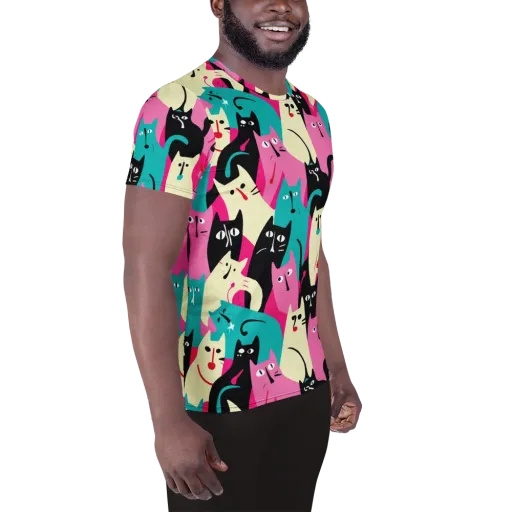 Electric Alley Cats on a Men's Athletic T-Shirt