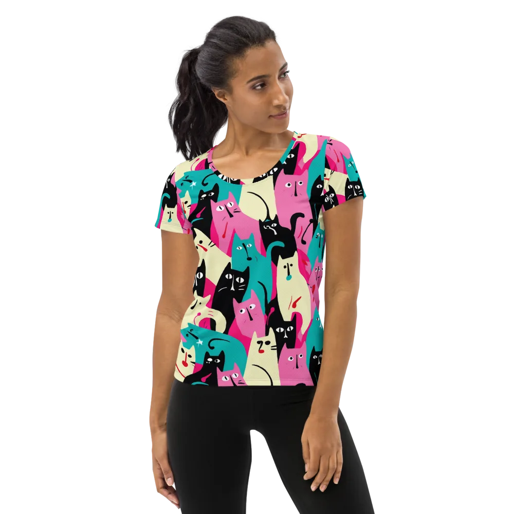 Electric Alley Cats on Women's Athletic T-Shirt — Front