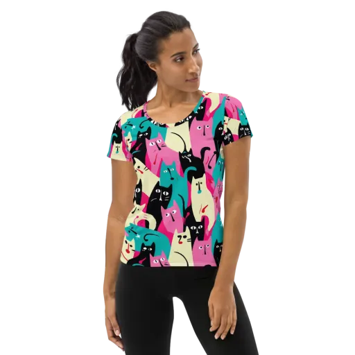 Electric Alley Cats on a Women's Athletic T-Shirt