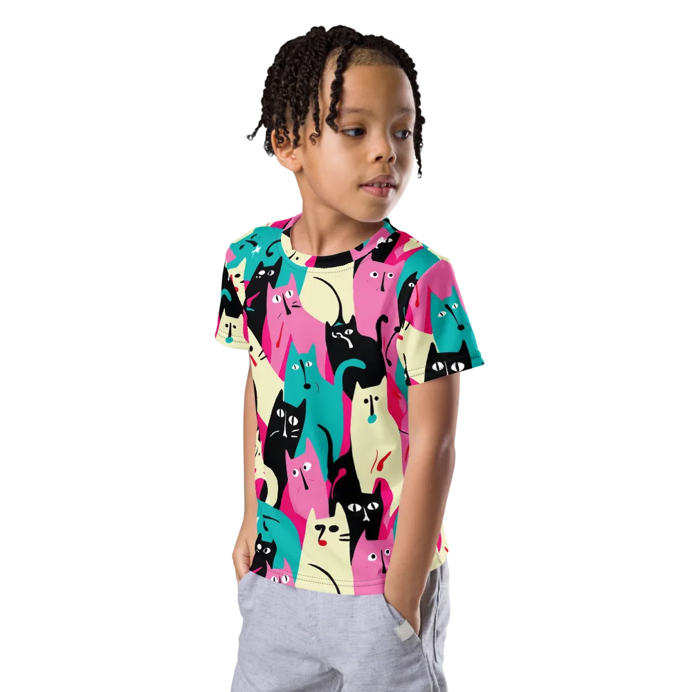 Electric Alley Cats on Kids Crew Neck T-Shirt — Left Front