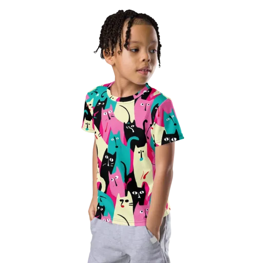 Electric Alley Cats on a Kids Crew Neck T-Shirt