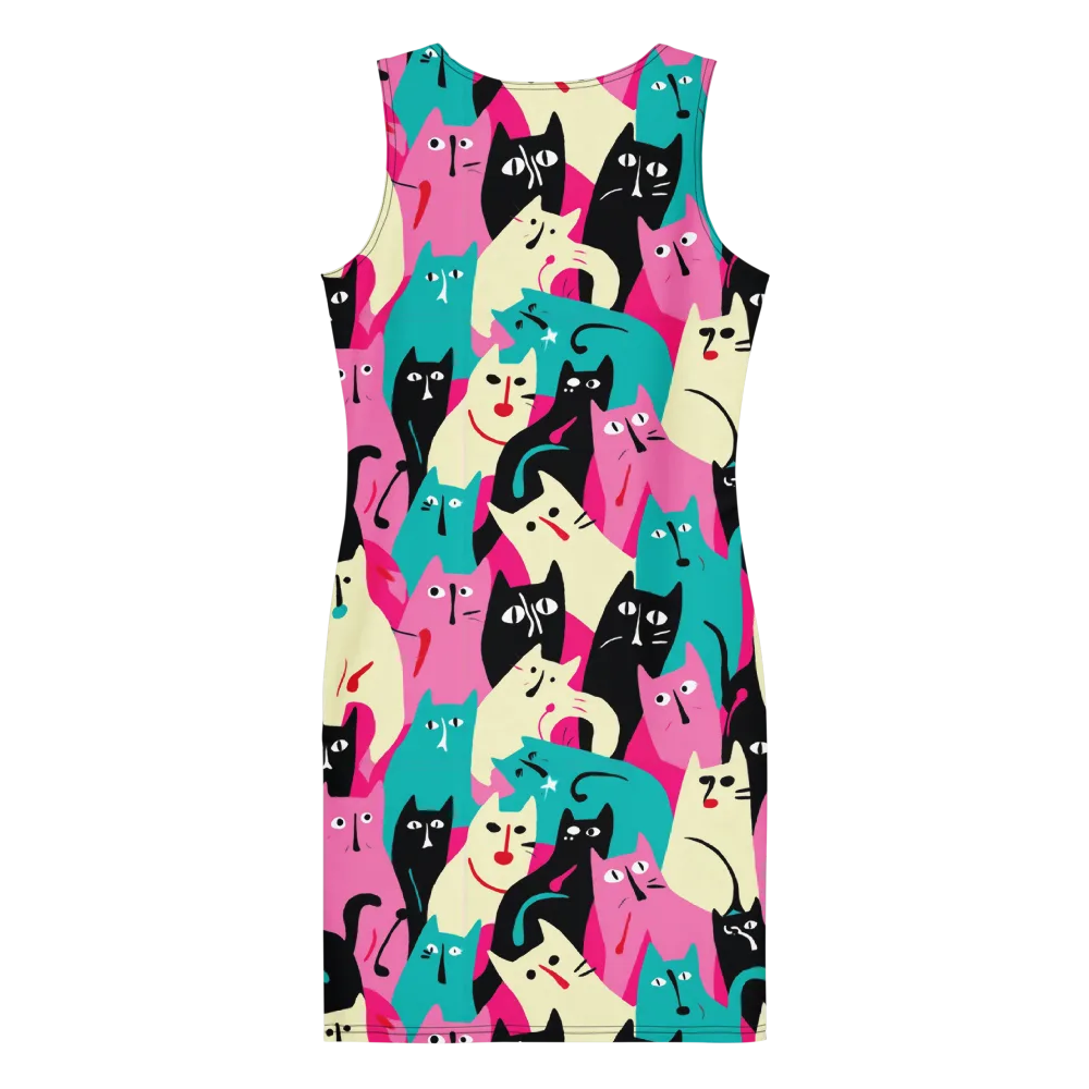 Electric Alley Cats on Bodycon Dress — Back