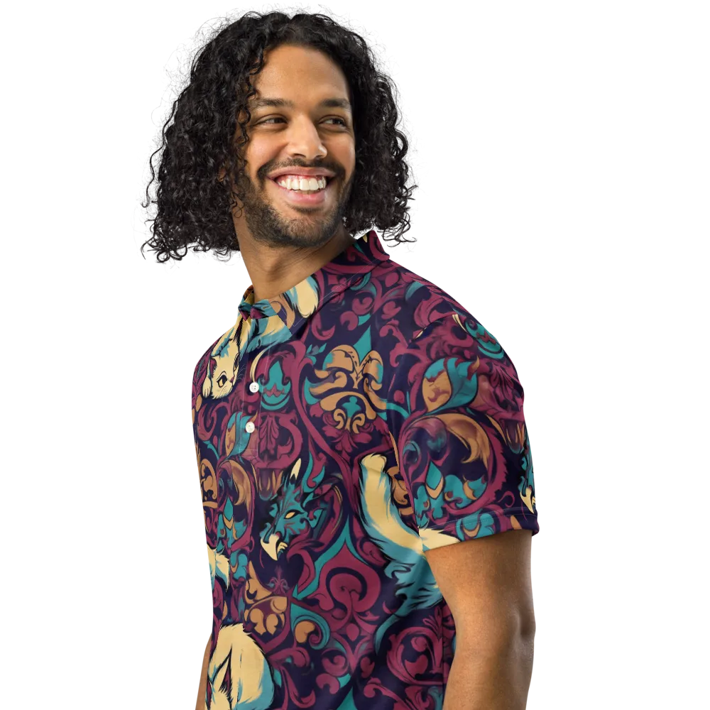 Velvet Familiar on Men's Slim Fit Polo Shirt — Left Front