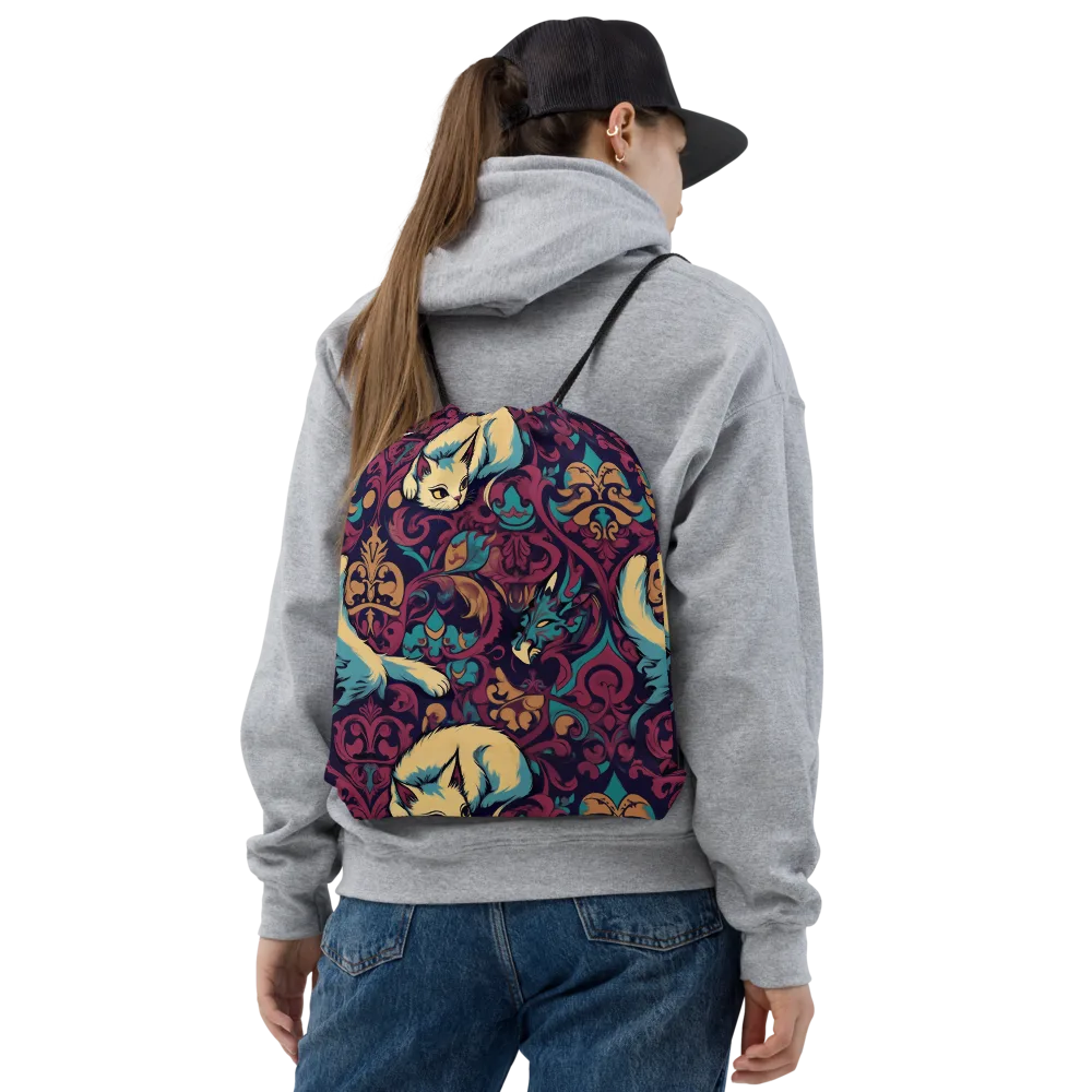 Velvet Familiar on Drawstring Bag — Front