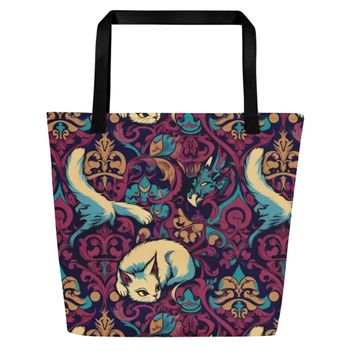 Velvet Familiar on a Large Tote Bag W/ Pocket