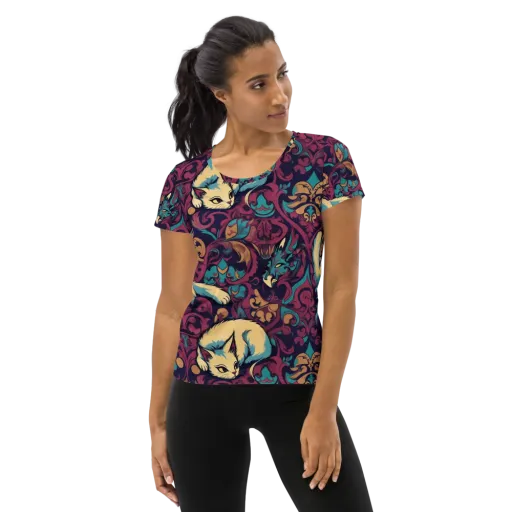 Velvet Familiar on a Women's Athletic T-Shirt