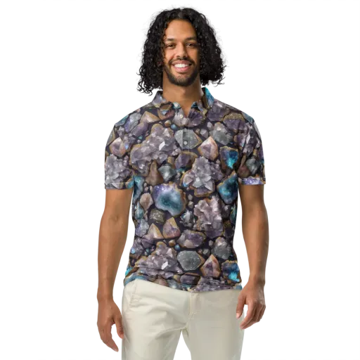 Amethyst Atlas on a Men's Slim Fit Polo Shirt