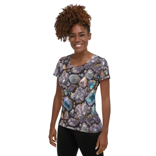 Amethyst Atlas on a Women's Athletic T-Shirt