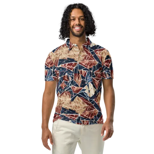 Fractured Riviera on a Men's Slim Fit Polo Shirt