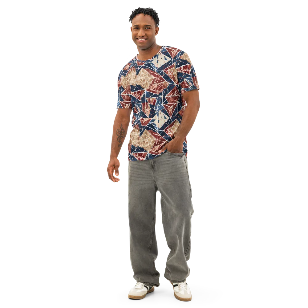 Fractured Riviera on Men's Cotton Crew Neck T-Shirt — Front