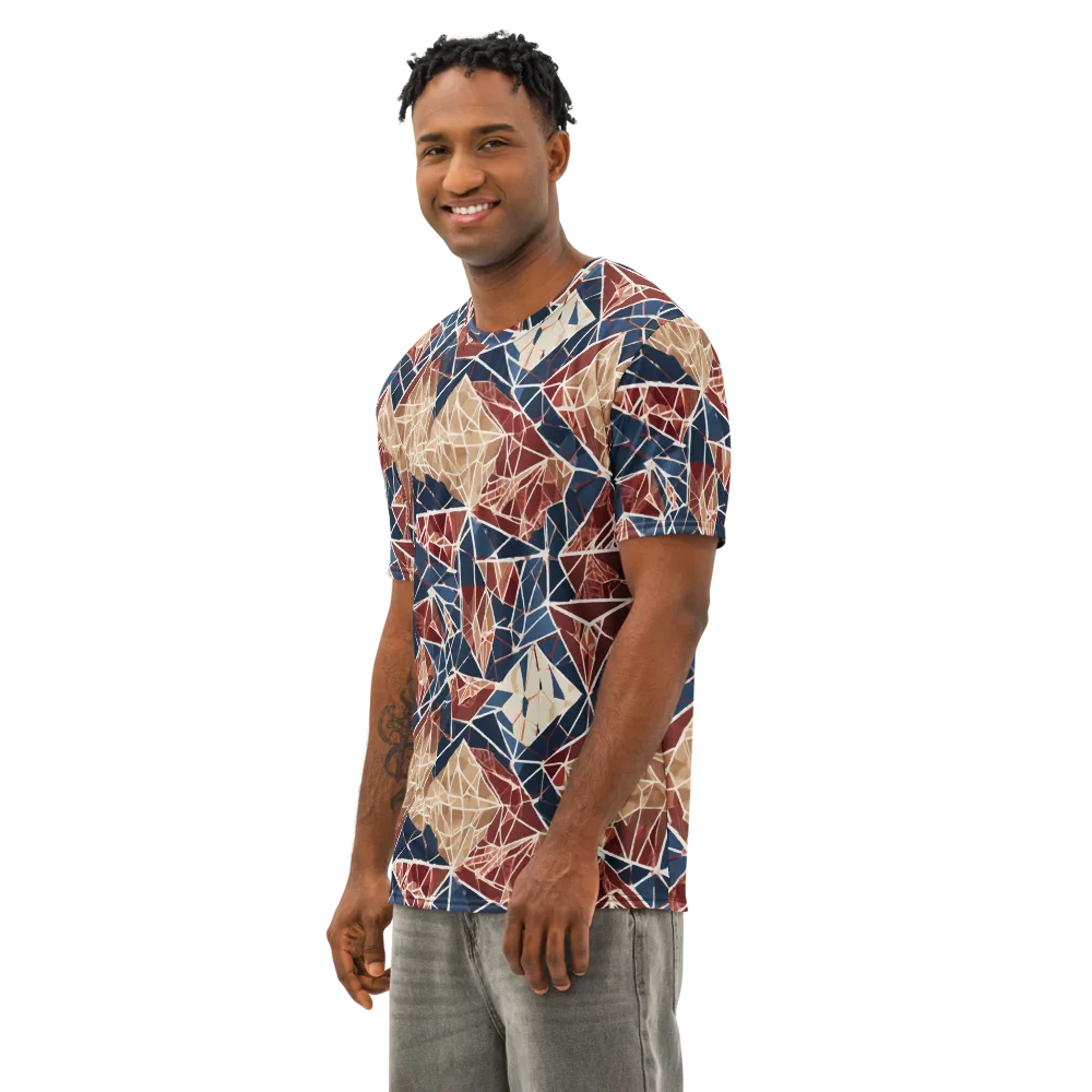 Fractured Riviera on Men's Cotton Crew Neck T-Shirt — Left Front