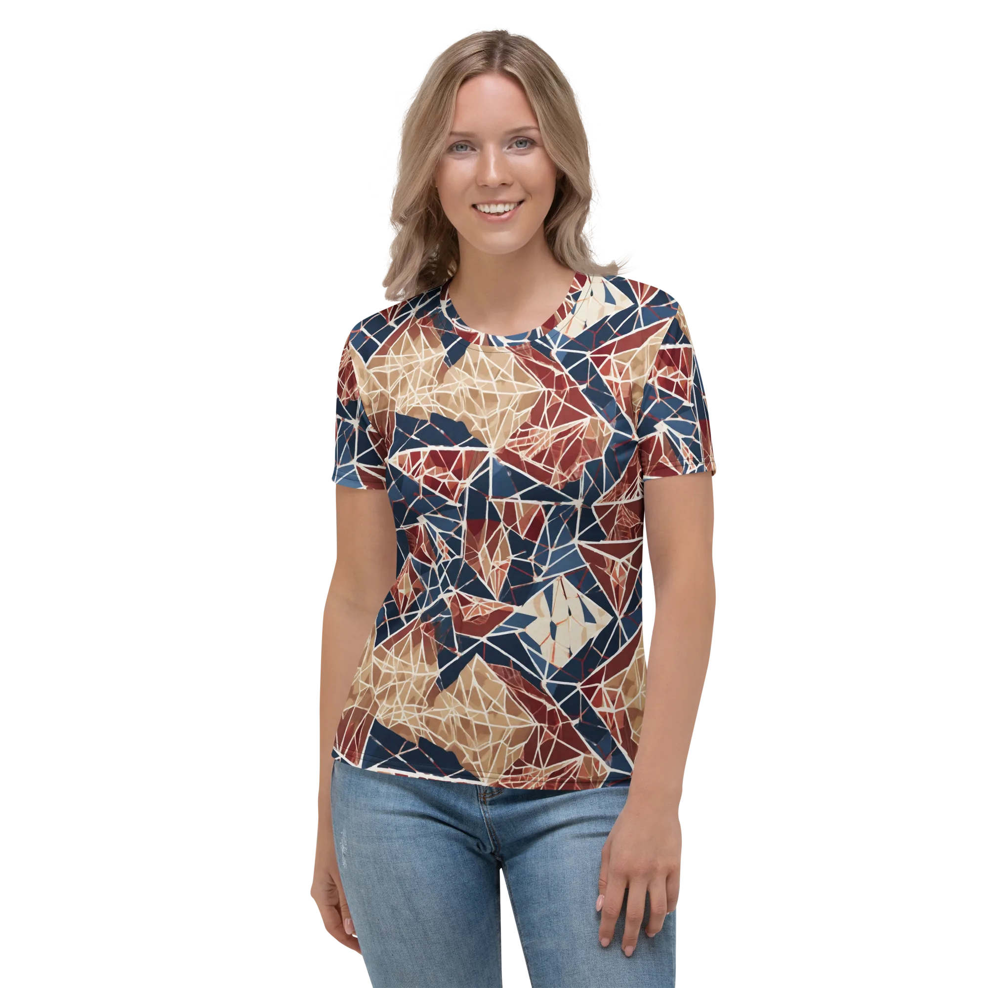 Fractured Riviera on Women's Crew Neck T-Shirt — Front