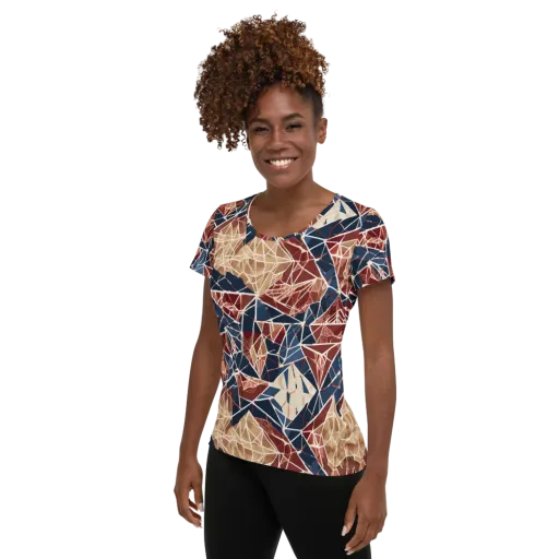 Fractured Riviera on a Women's Athletic T-Shirt