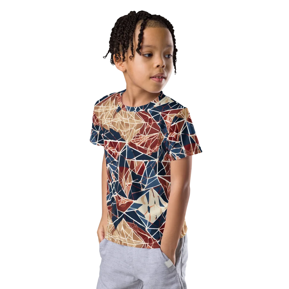 Fractured Riviera on Kids Crew Neck T-Shirt — Left Front