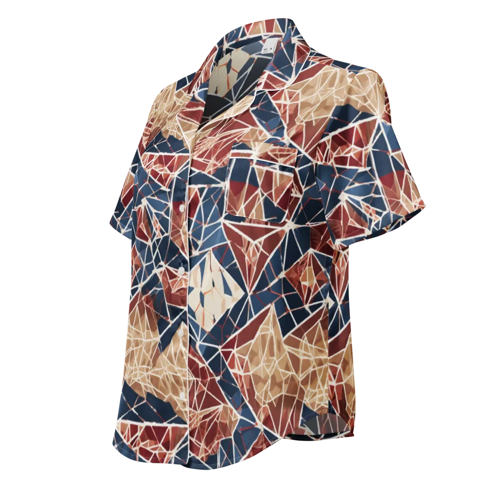 Fractured Riviera on Women's Short Sleeve Pajama Top — Left Front