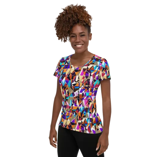 Jewel Static on a Women's Athletic T-Shirt
