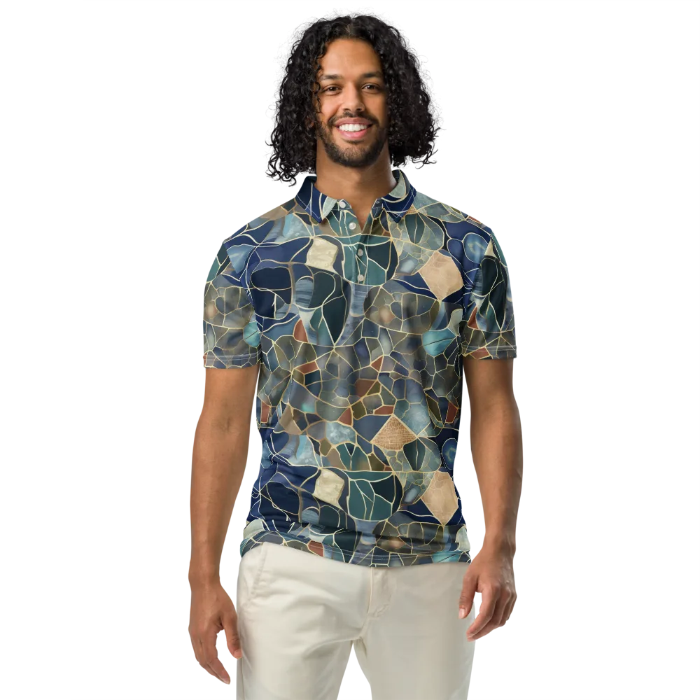 Gilded Tidal Mosaic on Men's Slim Fit Polo Shirt — Front