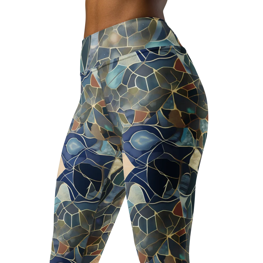 Gilded Tidal Mosaic on Yoga Leggings — Left Front