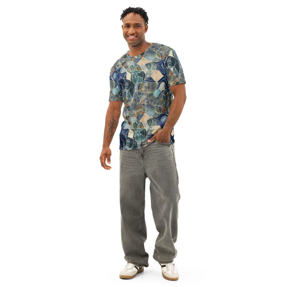 Gilded Tidal Mosaic on Men's Cotton Crew Neck T-Shirt — Front