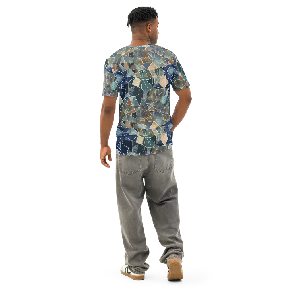 Gilded Tidal Mosaic on Men's Cotton Crew Neck T-Shirt — Back