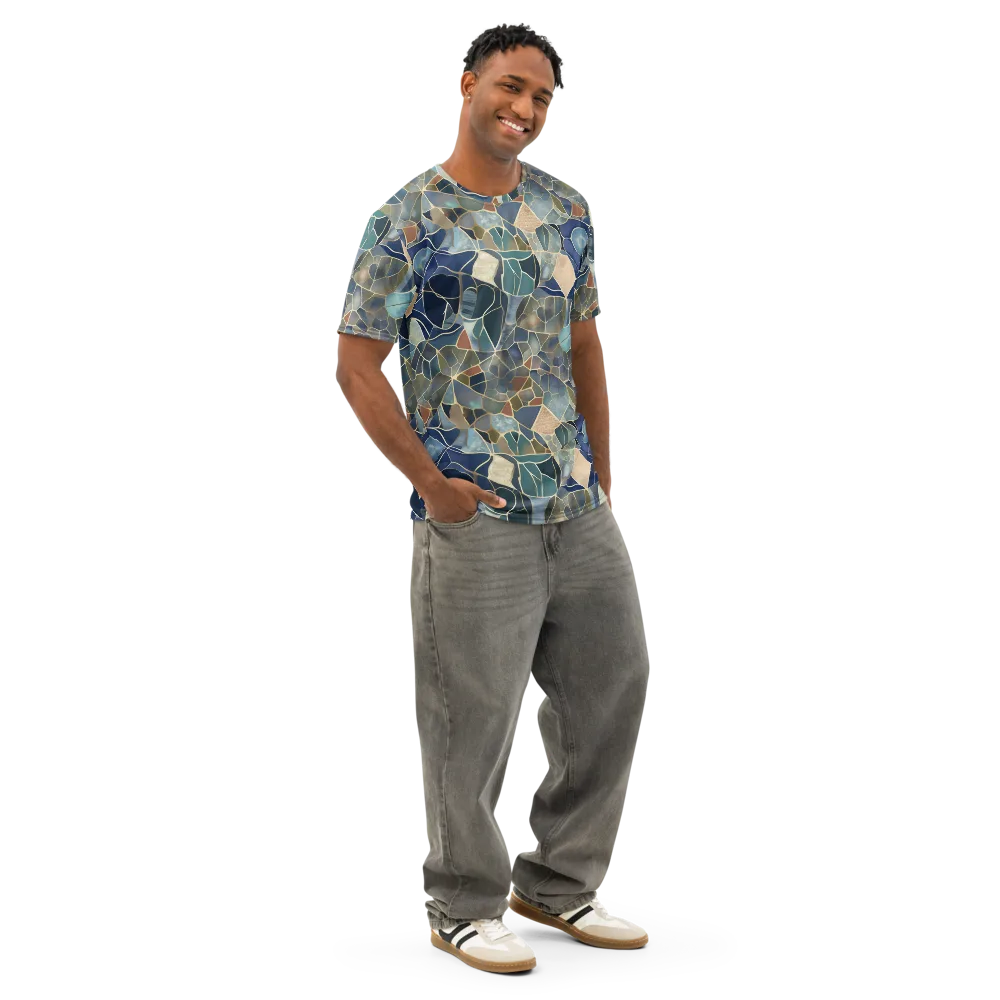Gilded Tidal Mosaic on Men's Cotton Crew Neck T-Shirt — Right Front